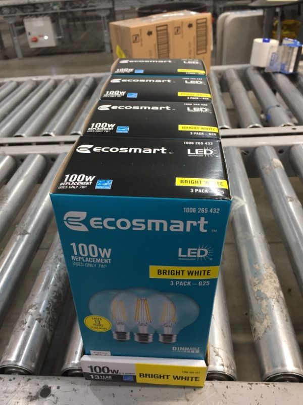 Photo 2 of 100-Watt Equivalent G25 Dimmable Globe Clear Glass Filament LED Vintage Edison Light Bulb Bright White (3-Pack)
4 BOXES OF  3 PACKS EACH 