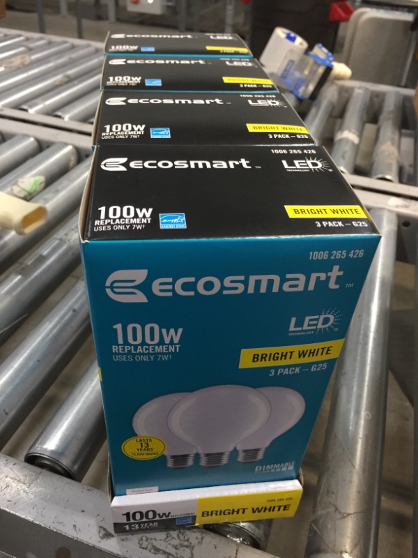 Photo 2 of 100-Watt Equivalent G25 Dimmable Globe Frosted Glass Filament LED Vintage Edison Light Bulb Bright White (3-Pack)
4 BOXES OF  3 PACKS EACH  