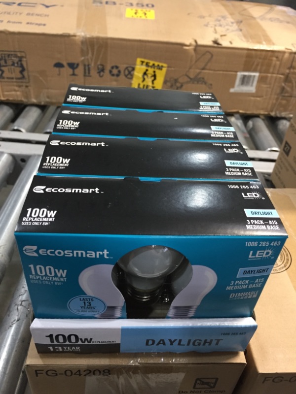 Photo 2 of 100-Watt Equivalent A15 Dimmable Appliance Fan Frosted Glass Filament LED Vintage Edison Light Bulb Daylight (3-Pack)
 4 boxes of  3 packs each 
