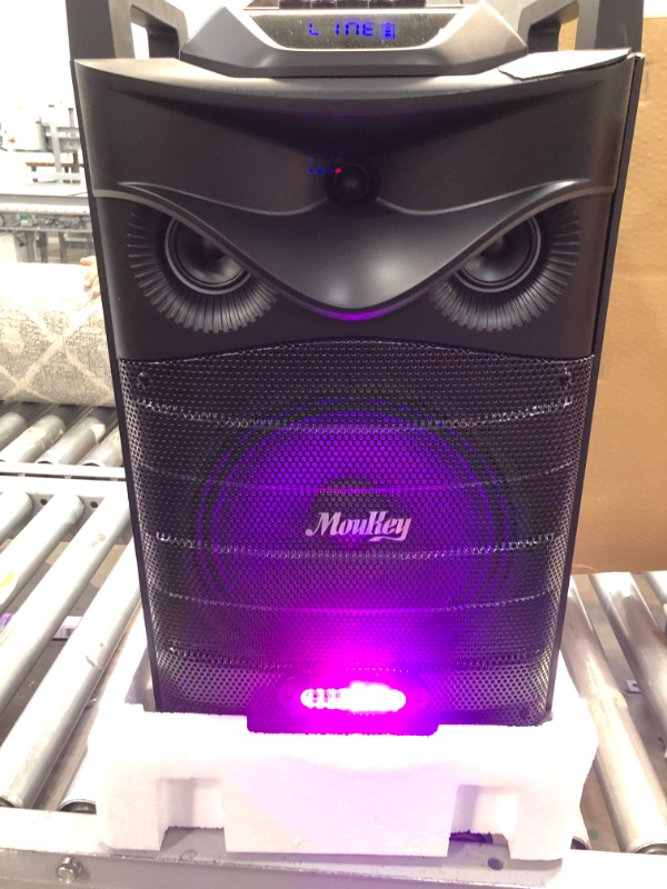 Photo 12 of Moukey Karaoke Machine Speaker,Bluetooth Outdoor Portable Wireless Speaker PA System with 10" Subwoofer, DJ Lights,Rechargeable Battery, Microphone, Recording, MP3/USB/TF/FM (RMS 140W to 520W Peak)
