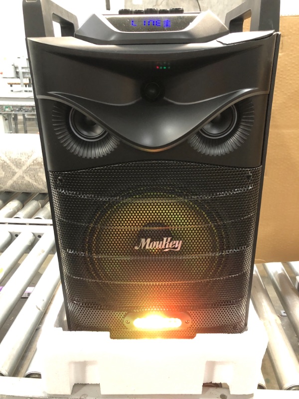 Photo 8 of Moukey Karaoke Machine Speaker,Bluetooth Outdoor Portable Wireless Speaker PA System with 10" Subwoofer, DJ Lights,Rechargeable Battery, Microphone, Recording, MP3/USB/TF/FM (RMS 140W to 520W Peak)
