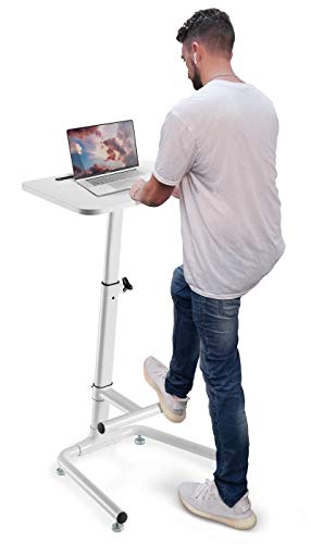 Photo 1 of Barcode for OCOMMO Height Adjustable Laptop Stand Lectern, Workstation with Foot Rest Bar, 28 Inch Pneumatic Adjustable Laptop Desk and Podium Laptop Table, White
