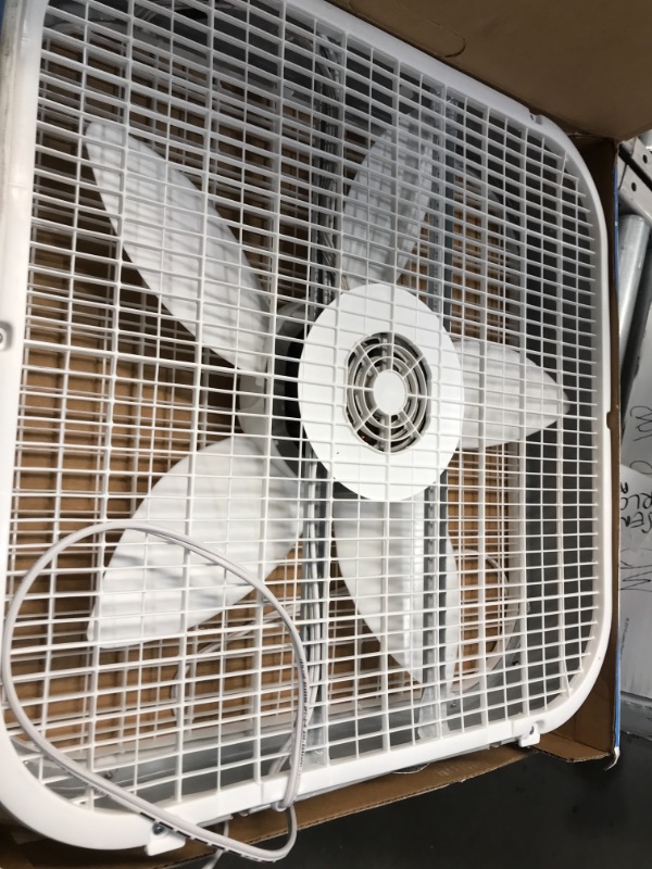 Photo 2 of 20 in. 3 Speed White Box Fan with Save-Smart Technology for Energy Efficiency
