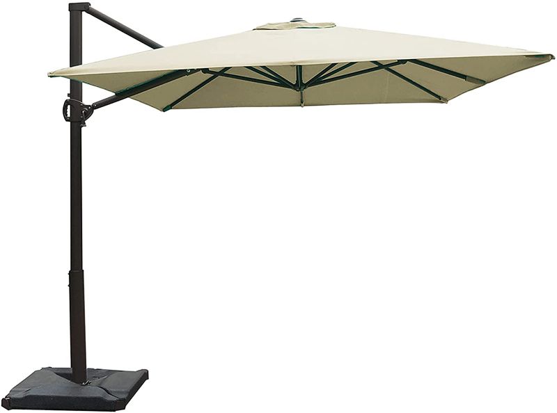 Photo 1 of Abba Patio 8 x 10ft Offset Patio Umbrella Rectangular Cantilever Outdoor Hanging Umbrella with Crank & Easy Tilt & Cross Base for Garden, Deck, Backyard, Pool, Sand
