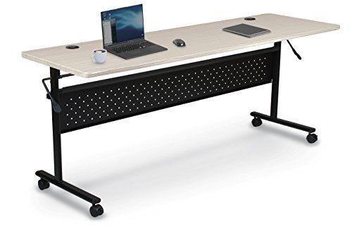 Photo 1 of MooreCo Essentials Flipper Training Table 60x24 Grey Elm Top Black Base 91181