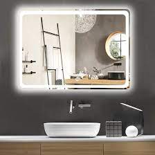 Photo 1 of 32 in. W x 24 in. H Frameless Wall-Mounted LED Light Bathroom Vanity Mirror
