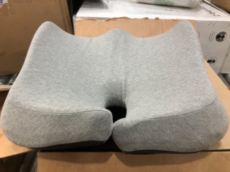 Photo 2 of Cushion Lab Patented Pressure Relief Seat Cushion for Long Sitting Hours on Office/Home Chair, Car, Wheelchair - Extra-Dense Memory Foam for Hip, Tailbone, Coccyx, Sciatica - Light Grey
