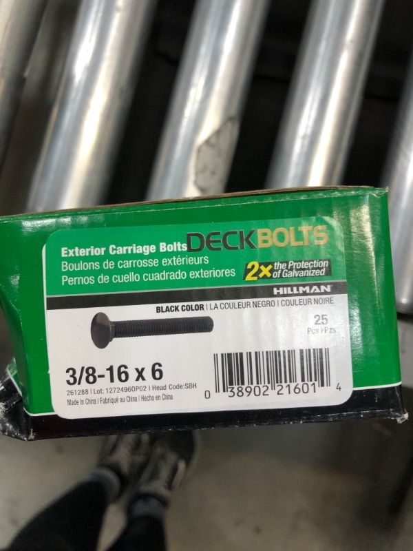 Photo 3 of 3/8 in.-16 x 6 in. Black Exterior Carriage Bolts 1BOX