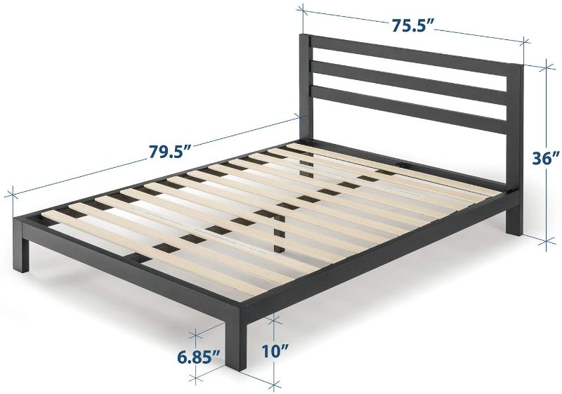 Photo 1 of ***PARTS ONLY*** Mellow 10 inch Heavy Duty Metal Platform Bed W/Headboard/Wooden Slat Support/Mattress Foundation (No Box Spring Needed), King, Black

