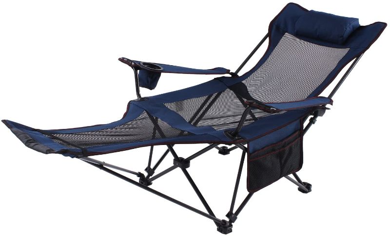 Photo 1 of Seatopia Camping Recliner camping Lounge Chair, Backpacking Folding Chair with Headrest, Footrest and Storage Bag for Outdoor Camping, BBQ, 300lbs Weight Capacity
