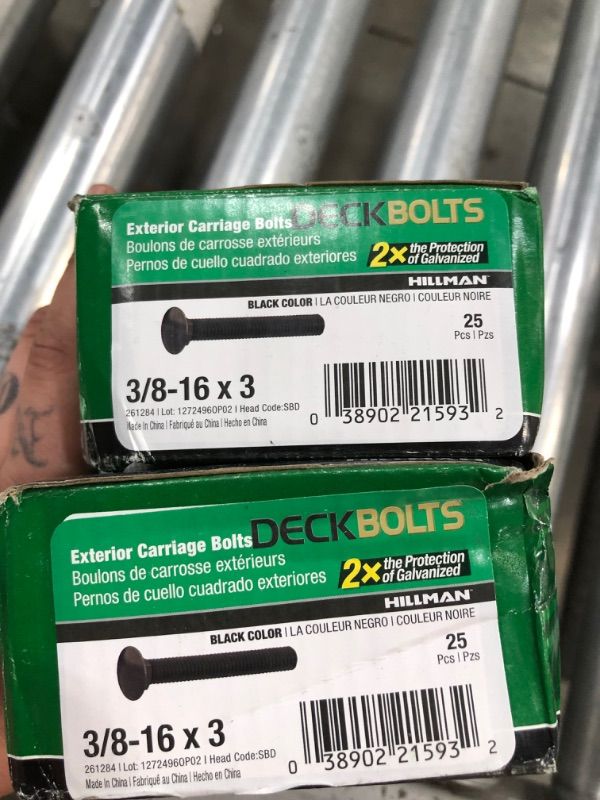 Photo 1 of 3/8 in.-16 x 3 in. Black Exterior Carriage Bolts 2 BOXES 