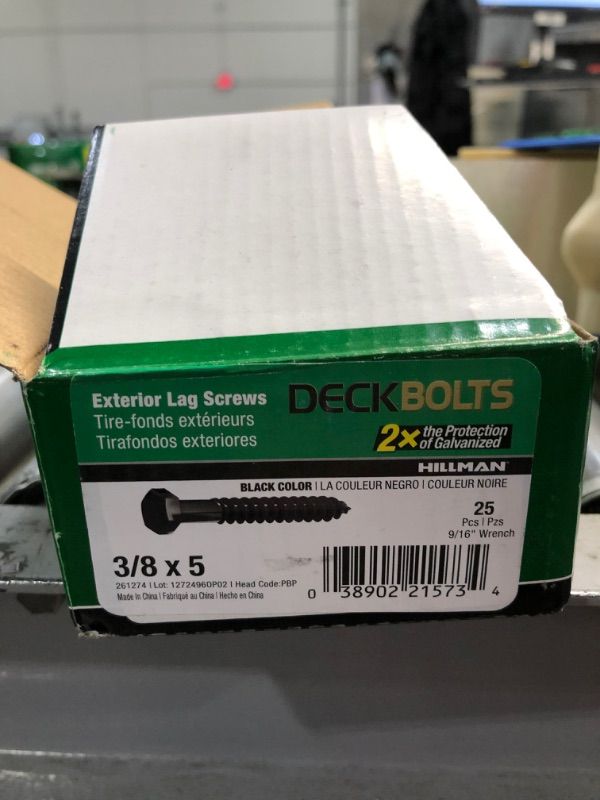 Photo 1 of  3/8-in x 5-in Black Epoxy Hex-Head Exterior Lag Screws 1BOX 