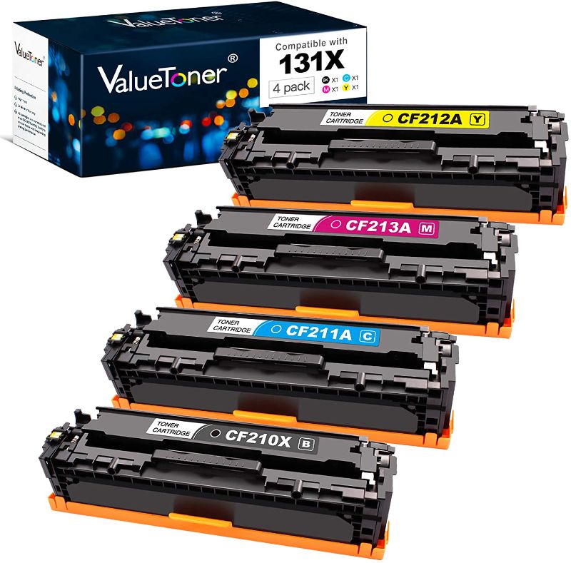 Photo 1 of Valuetoner Remanufactured Toner Cartridge Replacement for HP 131X 131A CF210A CF211A CF212A CF213A for Laserjet Pro 200 Color M251nw M251n MFP M276nw MFP M276n Printer (Black,Cyan,Magenta,Yellow)
