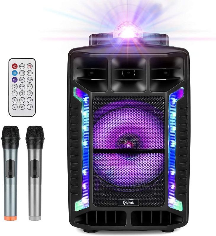 Photo 1 of Portable Karaoke Machine 8’’ PA Speaker System Bluetooth Karaoke System for Adults & Kids with Disco Ball, Microphone Rechargeable Battery USB/SD Reader
