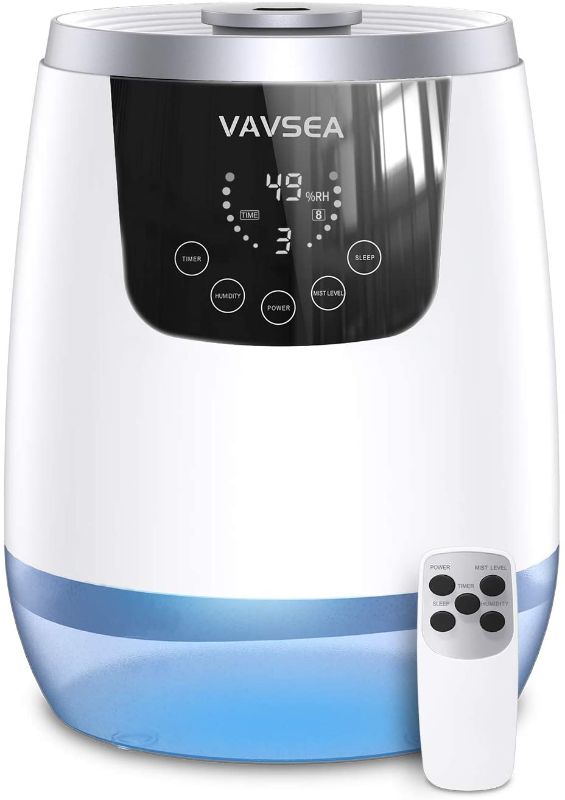 Photo 1 of ***PREVIOUSLY USED***
VAVSEA Cool Mist Humidifiers,5L Quiet Ultrasonic Humidifiers for Bedroom Large room,Vaporizer with Timer Remote Control,LED Touch Display,Adjustable Modes,Auto Shut Off,Humidifiers for Babies Nursery
