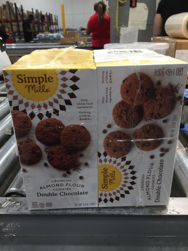 Photo 2 of ***EXPIRED Simple Mills Almond Flour Double Chocolate Chip Cookies, Gluten Free and Delicious Crunchy Cookies, Organic Coconut Oil, Good for Snacks, best by 8/16/21 includes 2 packs of 3 count BEST BY:8/16/2021