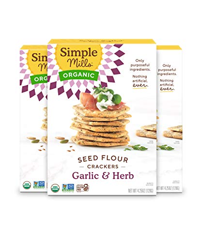 Photo 1 of ***EXPIRED Simple Mills Organic Seed Crackers, Garlic & Herb, Gluten Free, Flax Seed, Sunflower Seeds, Corn Free, Low-Calorie Snacks, Plant Based, Nutrient Dense (2PK) 6 COUNT
BEST BY 8/28/2021 
