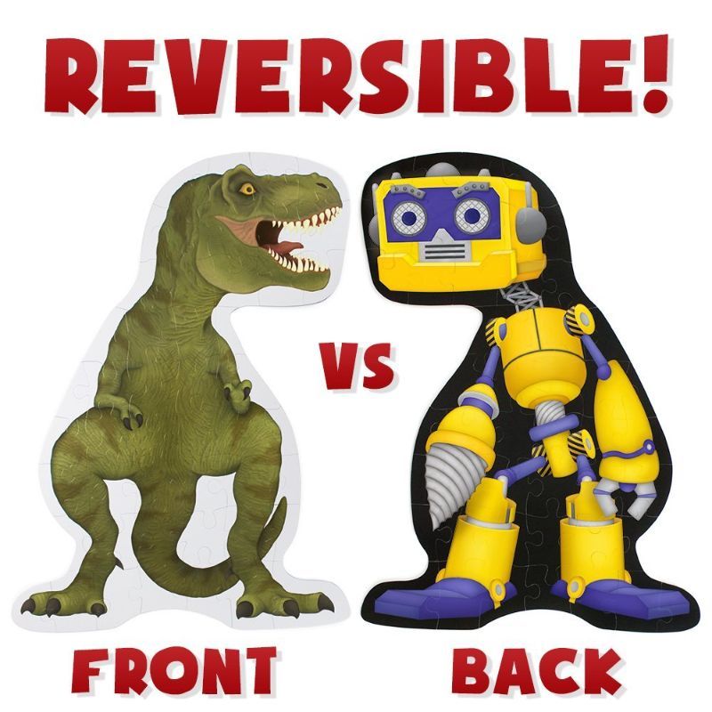 Photo 1 of Dinosaur vs. Robot 48 Piece Double Sided Floor Puzzle by - 3 ft x 2 ft, 2 puzzles in 1, just flip for more fun! Will you build the towering T-Rex or the.., By Imagination Generation
