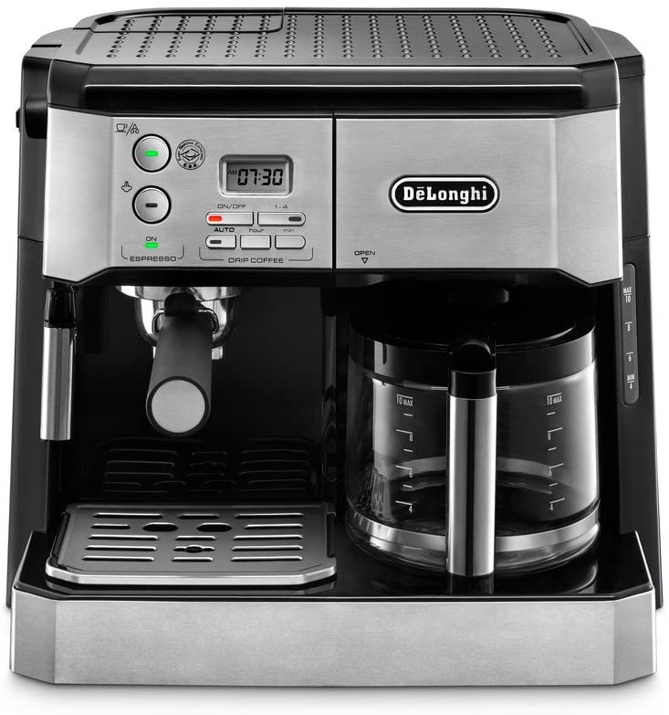 Photo 1 of DeLonghi BCO430 Combination Pump Espresso and 10-Cup Drip Coffee Machine with Frothing Wand, Silver and Black
