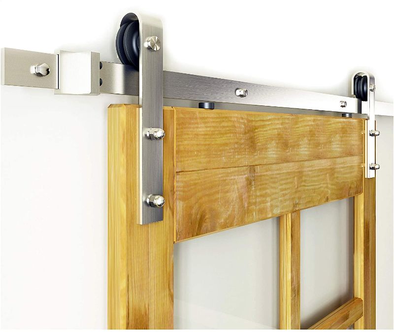 Photo 1 of 5FT Brushed Nickel Steel Sliding Barn Wood Hardware, Track, Single Door kit