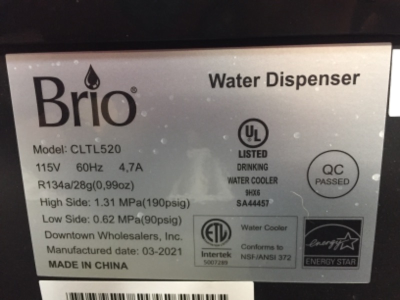 Photo 3 of Brio Limited Edition Top Loading Water Cooler Dispenser