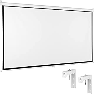 Photo 1 of VIVO 100 inch Diagonal Projector Screen, 16:9 Projection HD Manual Pull Down with Wall Hanging 6 inch Adjustable L-Bracket Mounts, Bundle
