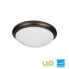 Photo 1 of HAMPTON BAY Withers 13 in 140Watt Equivalent OilRubbed Bronze Selectable Integrated LED Flush Mount with Glass Shade