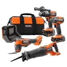 Photo 1 of 18V Brushless Cordless 4-Tool Combo Kit with (1) 4.0 Ah and (1) 2.0 Ah MAX Output Batteries, 18V Charger, and Tool Bag
INCOMPLETE SET (Missing Output Batteries, Charger ,Recip Saw,)