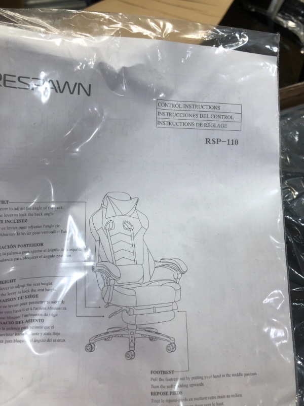 Photo 2 of Respawn 110 Racing Style Reclining Gaming Chair with Footrest (Black)