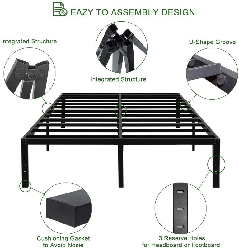 Photo 1 of AROMUSTIME 16 Inch Metal Platform Bed FrameEasy Assembly Mattress FoundationHeavy Duty Steel SlatNoise FreeBox Spring Replacement King