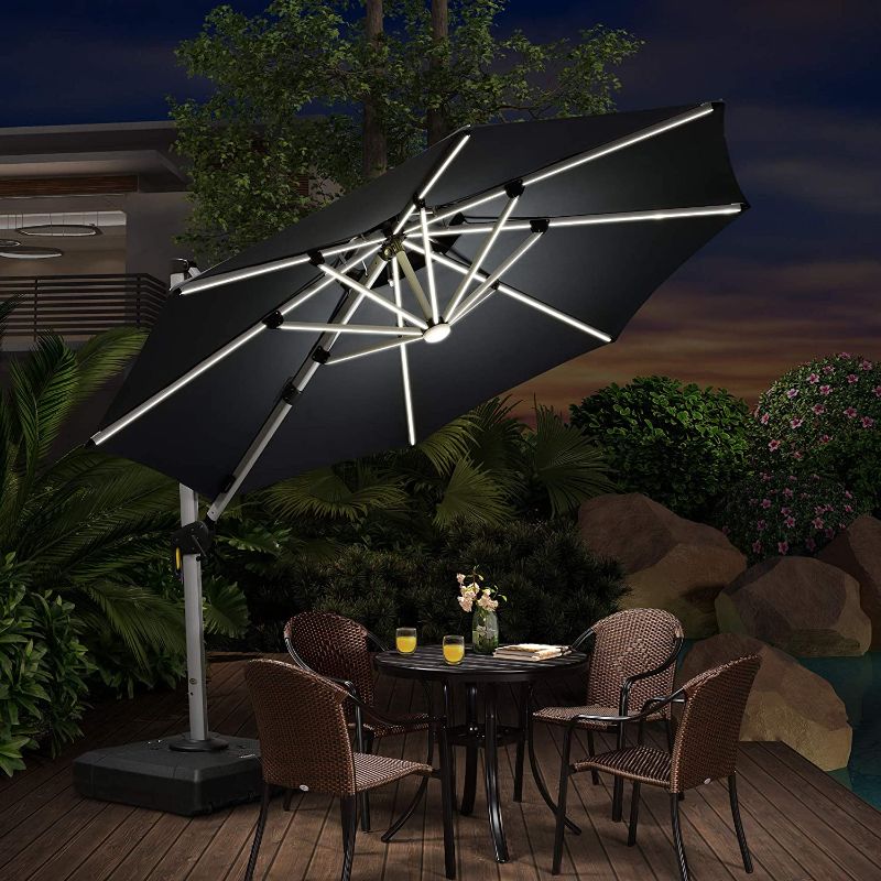 Photo 1 of 10ft x 10ft S LED cantilever umbrella GREY