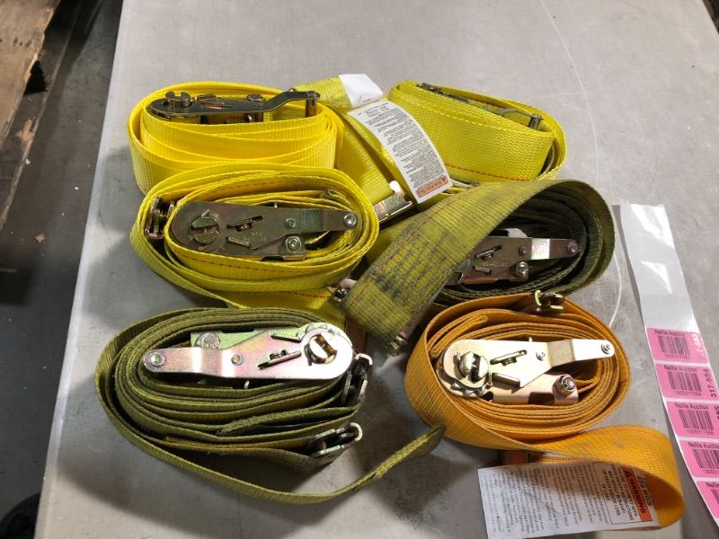 Photo 1 of Lot of 6 assorted cargo EA ratchet straps SOLD AS IS NO REFUNDS