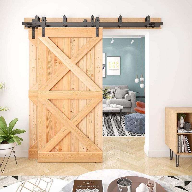 Photo 1 of (Sale) Homeland Hardware Sliding Barn Door Hardware Single Track Bypass Double Door Kit