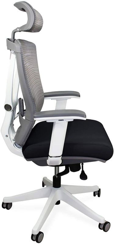 Photo 1 of Autonomous Premium 2021 Ergonomic Office Chair Lumbar Support Adjustable Seat Headrest and Armrests Executive Swivel Responsive Mesh Back Thick Cushion 350 lbs Capacity Medium Black  White