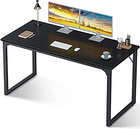 Photo 1 of CubiCubi Study Computer Desk 47 inch Home Office Writing Small Desk Modern Simple Style PC Table Black Metal Frame Rustic Brown