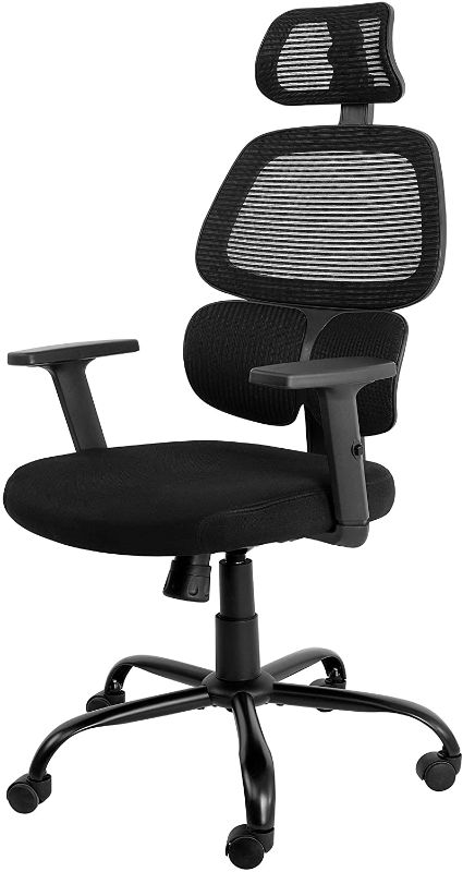 Photo 1 of AuAg High-Back Office Chair, Ergonomics Breathable Mesh Chair with Lumbar Support, Home Office Desk Chairs with Adjustable Headrest and Armrests Rolling Executive Chair Computer Chair Gaming Chair
