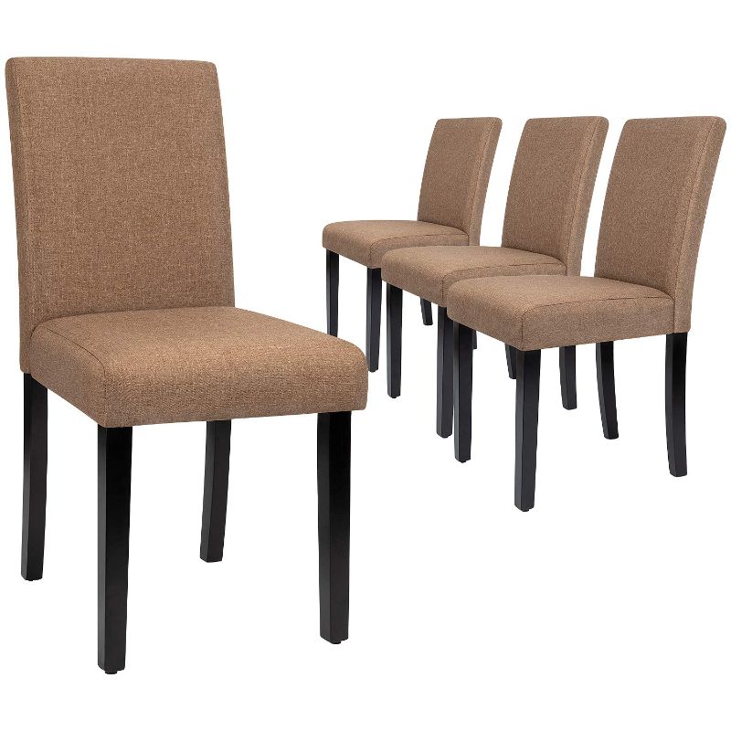 Photo 1 of Walnew Set of 4 Modern Upholstered Dining Chairs with Wood Legs, Brown Fabric
