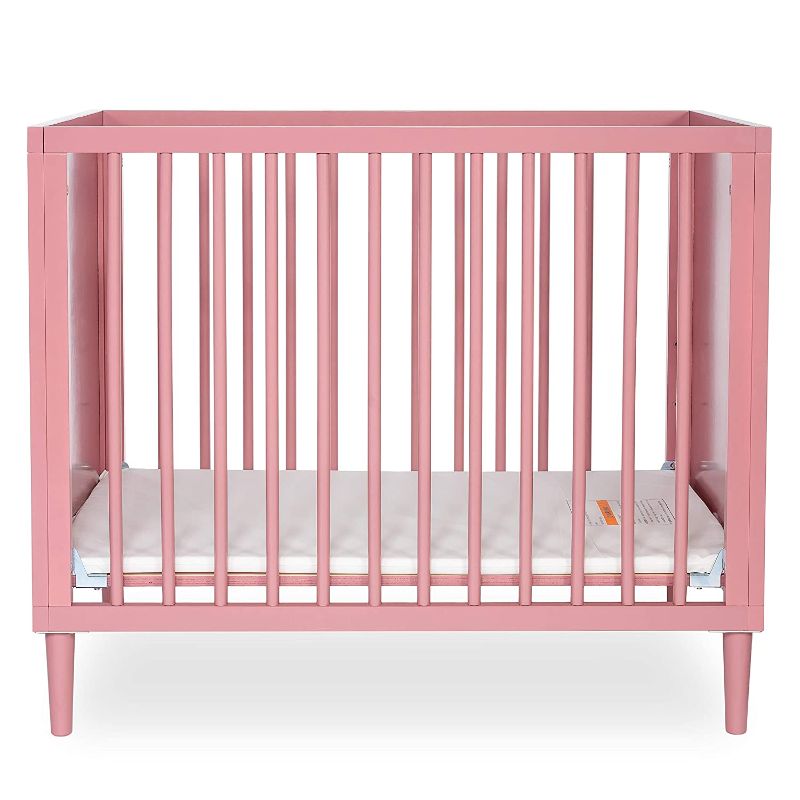 Photo 1 of Dream On Me Lucas Mini Modern Crib with Rounded Spindles Rose