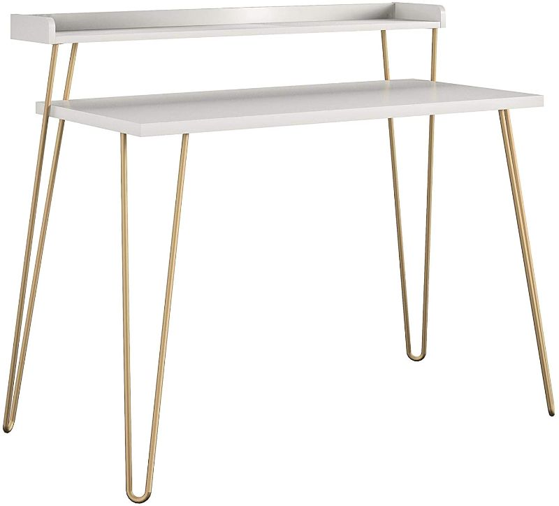 Photo 1 of Ameriwood Home Haven Retro Riser Desk White with Gold Legs