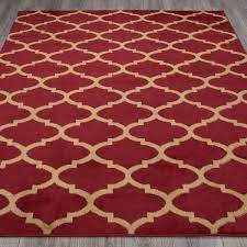 Photo 1 of Contemporary Moroccan Trellis Dark Red 5 ft. x 7 ft. Area Rug
