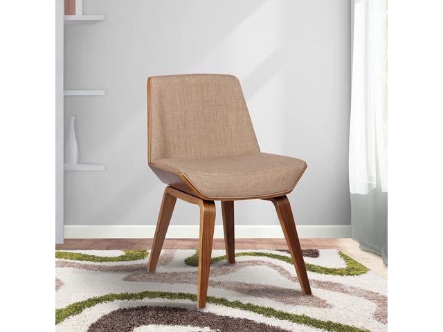 Photo 1 of Armen Living Agi Dining Chair in Beige Fabric and Walnut Wood Finish