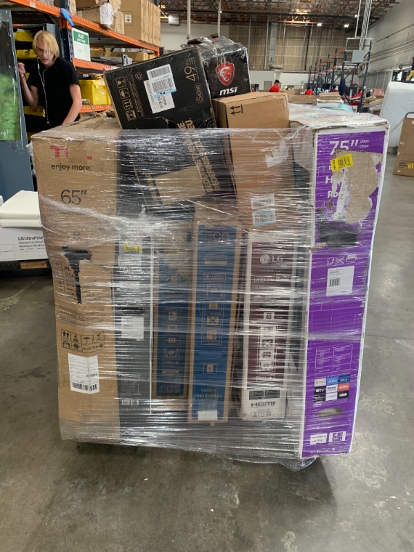 Photo 1 of Pallet Of Used, Damaged, Parts Only TVs and Monitors,  Assorted Types Non Refundable