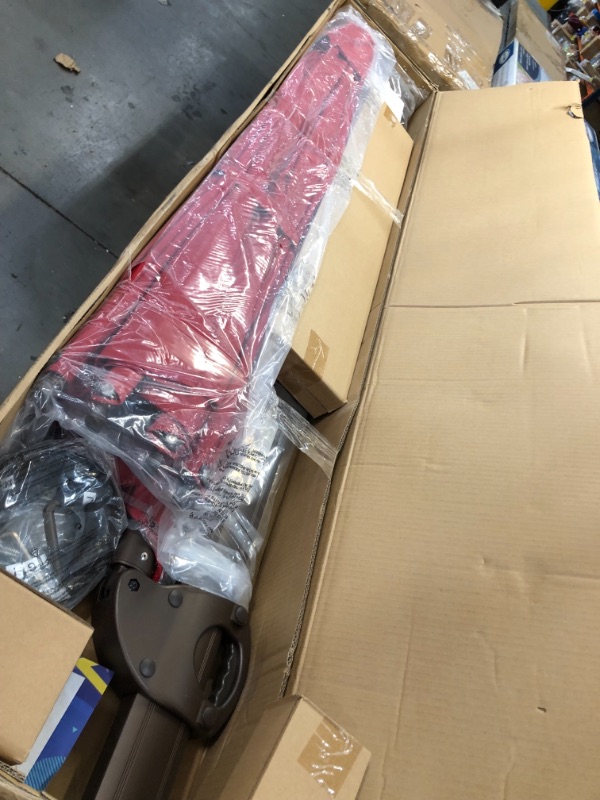 Photo 1 of Abba Patio 11 ft Solar Lights Patio Offset Hanging Umbrella Cantilever Umbrella with Easy Tilt & Cross Base for Garden, Deck, Backyard, Pool, Red
BASE NOT INCLUDED
