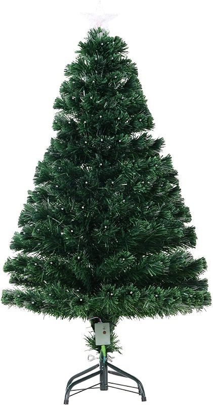 Photo 1 of  4ft Artificial Christmas Tree Multi-Colored Fiber Optic LED Pre-Lit Holiday Decoration