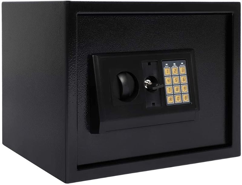 Photo 1 of Safe Box Middle Size Lock Box With Keypad Electronic Password Steel Plate Safety Boxes Protect Money Jewelry Passports-For Home Safety Boxes Money Box 5.8 x 4.6x 4.6 Inches
