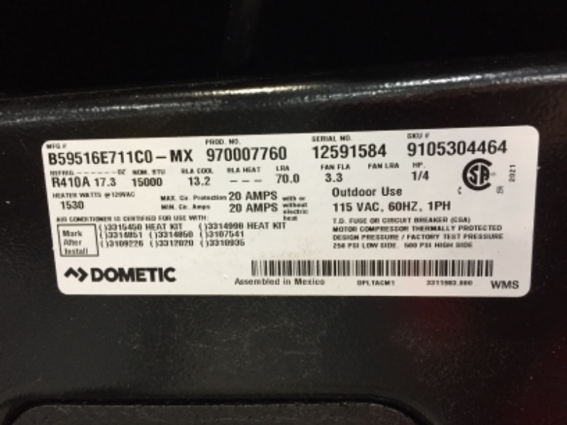 Photo 1 of Dometic BRISK II AC PW 410 A 15000 BTU WHT