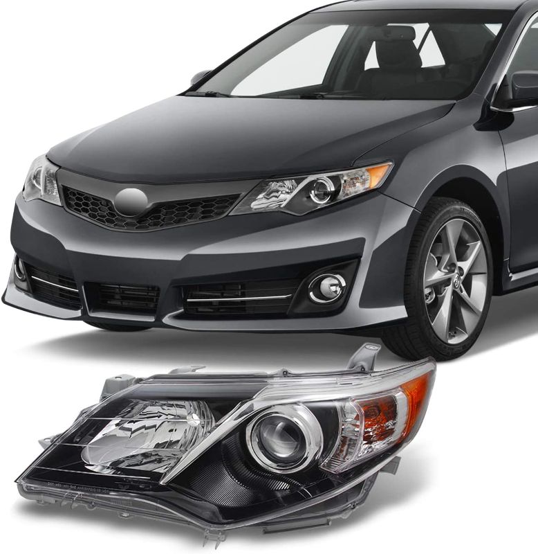 Photo 1 of Headlight For 12-14 Toyota Camry Black Passenger Right Side Replacement lamp
