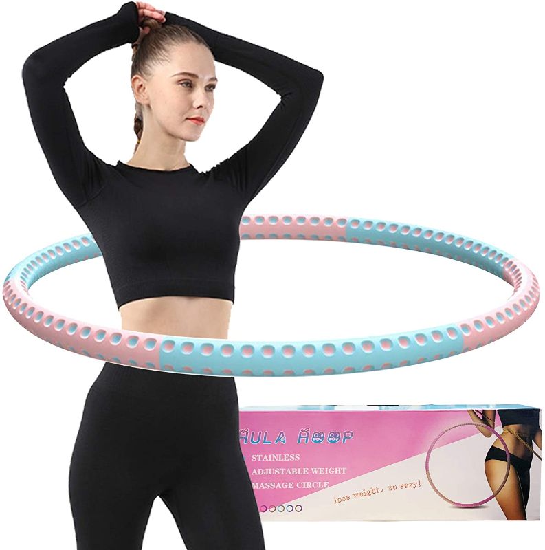 Photo 1 of Weighted Hula Hoops, Weighted Hula Hoops for Adults Stainless Steel Tube Two-Color Foam Hula Hoops, Detachable Free Weighting, Fitness Equipment, Massage Hula Hoops (2 Pack)
