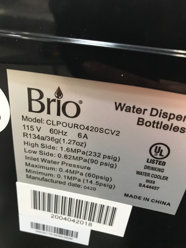 Photo 5 of Brio Self Cleaning Bottleless Water Cooler Dispenser with Filtration