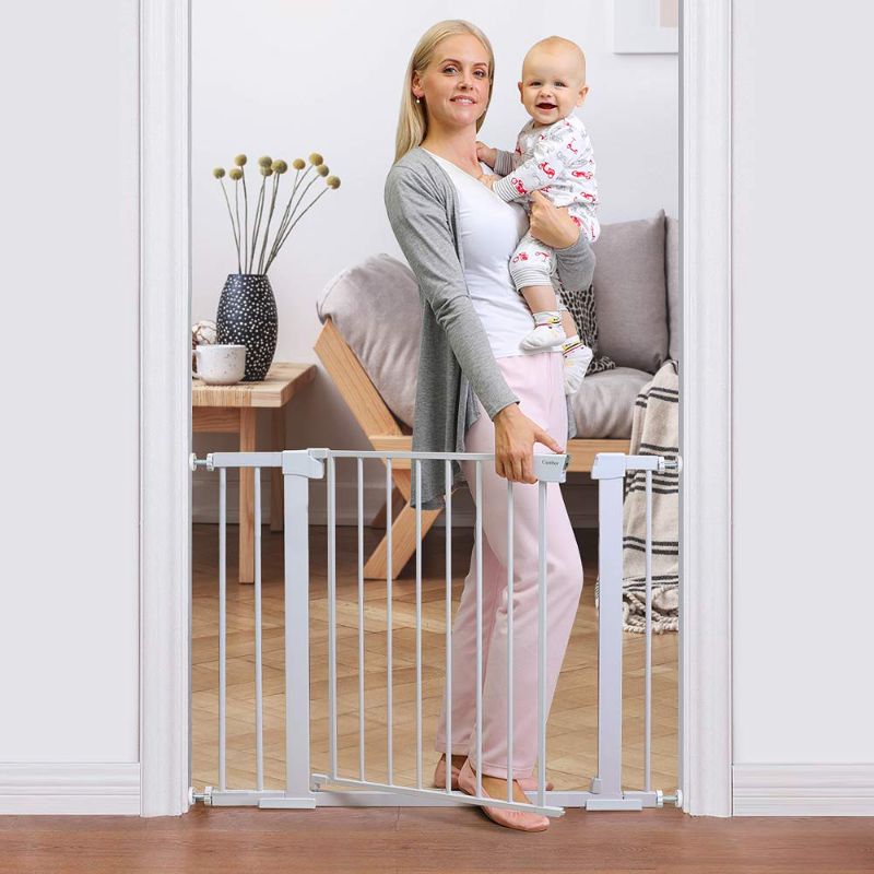 Photo 1 of Cumbor 40.6” Auto Close Safety Baby Gate, Durable Extra Wide Child Gate for Stairs,Doorways, Easy Walk Thru Dog Gate for House. Includes 4 Wall Cups, 2...
